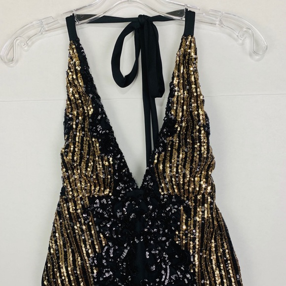 Dach Boutique black gold sequin party mini dress - Picture 4 of 8